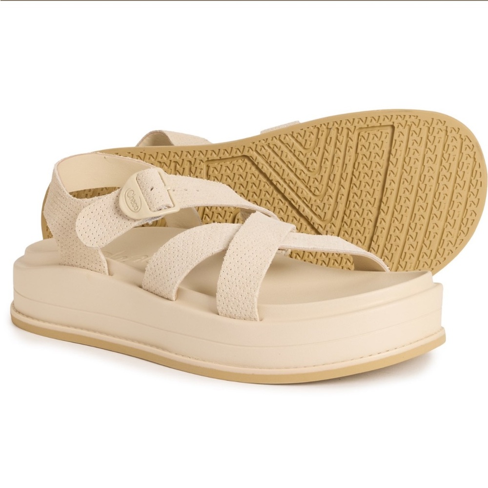 NWT Chaco Townes Leather Midform Platform Sandals in Angora Size 9 New